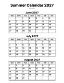 Summer 2027 Calendar