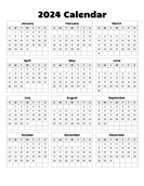 Year at a glance calendar 2024