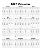 Year at a glance calendar 2025