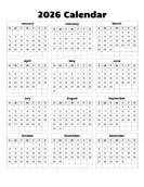 2026 year at a glance calendar