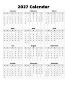 Year at a glance calendar 2027