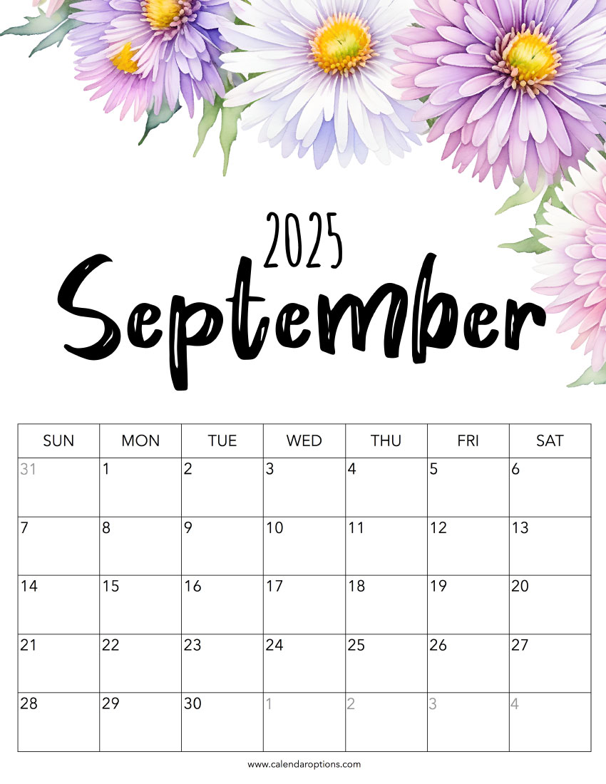 September 2025 floral calendar