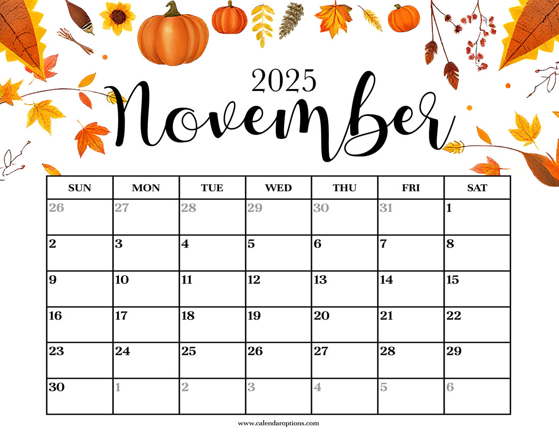 November 2025 Fall Calendar