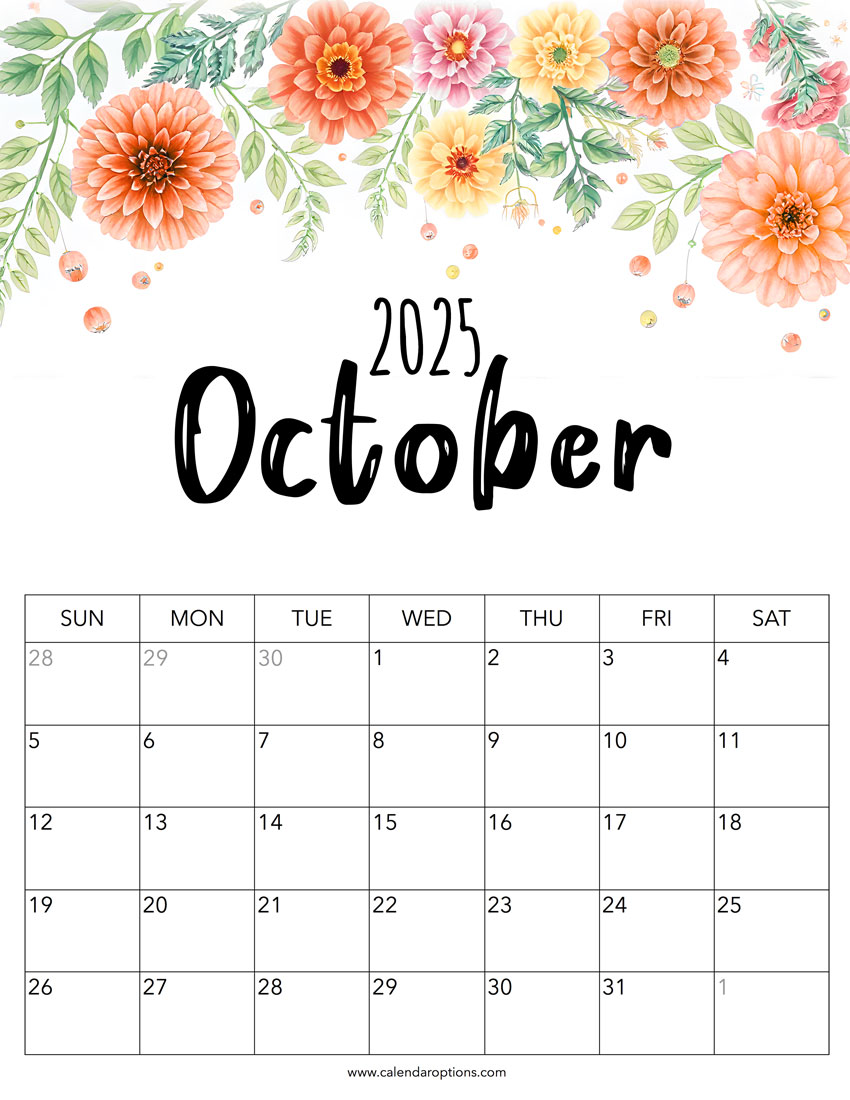 October 2025 floral calendar