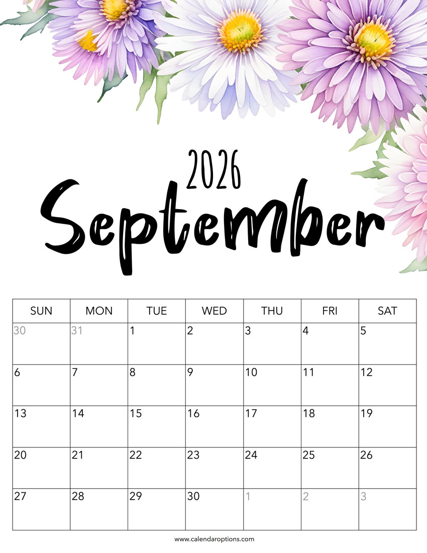 September 2026 floral calendar